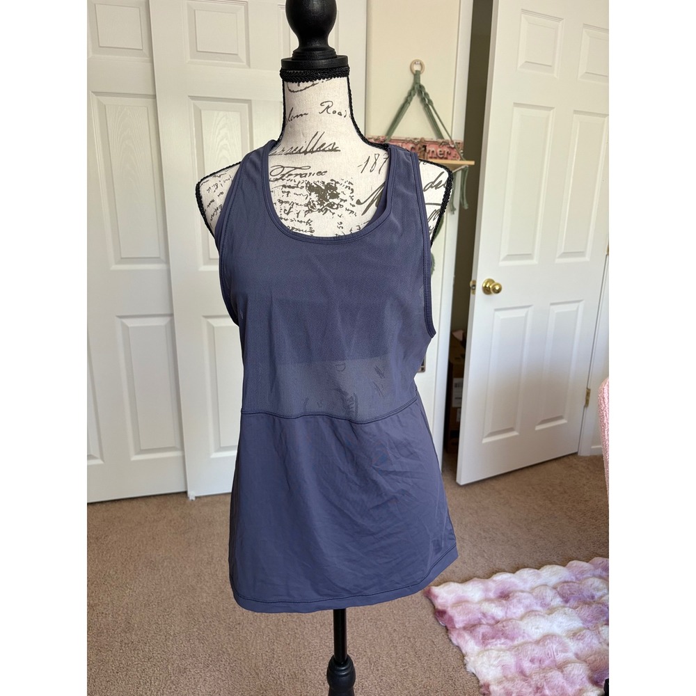 Lululemon Womens Mesh Racerback Tank Top with Built In Shelf Bra Purple